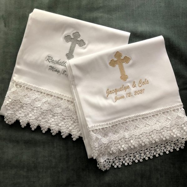 Embroidered bridal cloths or hand ties for Serbian weddings